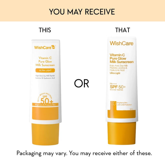 WishCare Vitamin C Pure Glow Milk Sunscreen with SPF 50 PA++++, 50 ml