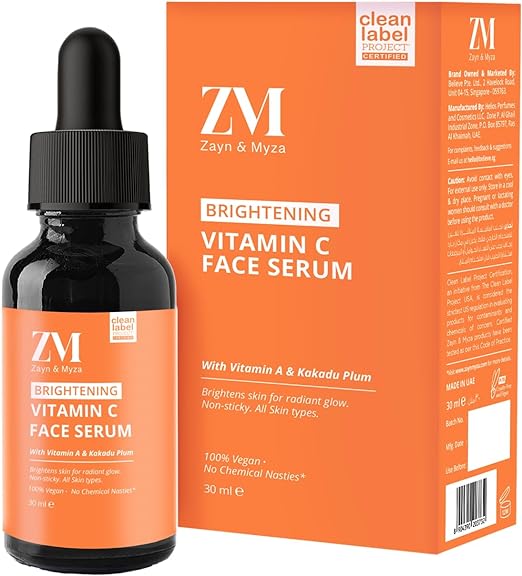 ZM Zayn & Myza Brite Me Up Vitamin C Face Serum | With Kakadu plum and most stable Vitamin C | For normal, combination, dry and sensitive skin| Reduces Blemishes, pigmentation