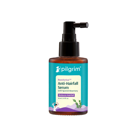 Pilgrim RootActive Anti-Hairfall Serum With Spanish Rosemary, Caffeine, Biotin, Capilia Longa, Saw Palmetto (30ml) | Strengthens Hair Roots, Reduces hair loss & Increases Hair Density | For Men and Women