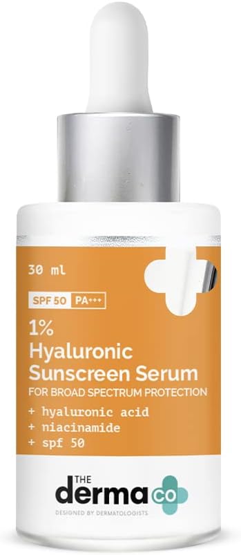 The Derma Co 1% Hyaluronic Acid Sunscreen Serum with SPF 50 & Niacinamide for Broad Spectrum Protection - 30ml