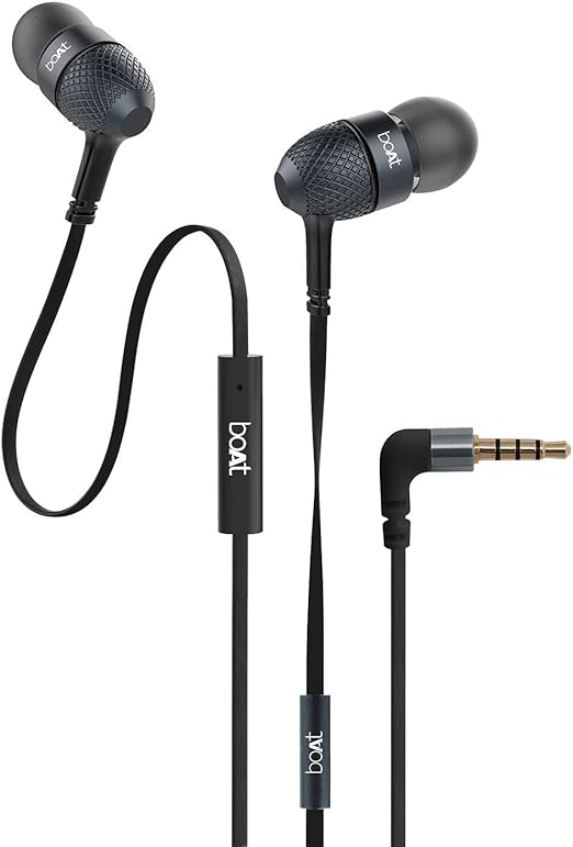 Boat Bass Heads 225 In-Ear Super Extra Bass Wired Headphones, With Mic (Black)