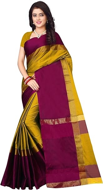 Dhruvi Trendz Soft Cotton & Silk Saree For Women Banarasi Saree For Women