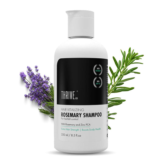 ThriveCo Rosemary Hair Shampoo for Hair Growth | Controls Hair Fall & Boosts Volume | With Pea Peptide, Caffeine, Rice Water, Hyaluronic Acid & Hyaplex™ | Strengthens Roots | Sulphate & Paraben Free | For Men & Women 250 ML