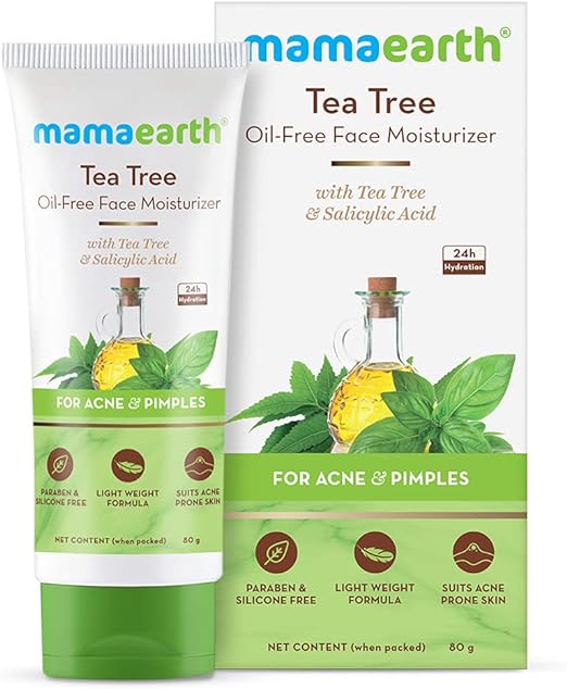 Mamaearth Tea Tree Oil-Free Moisturizer For Face For Oily Skin with Tea Tree & Salicylic Acid for Acne & Pimples – 80 ml