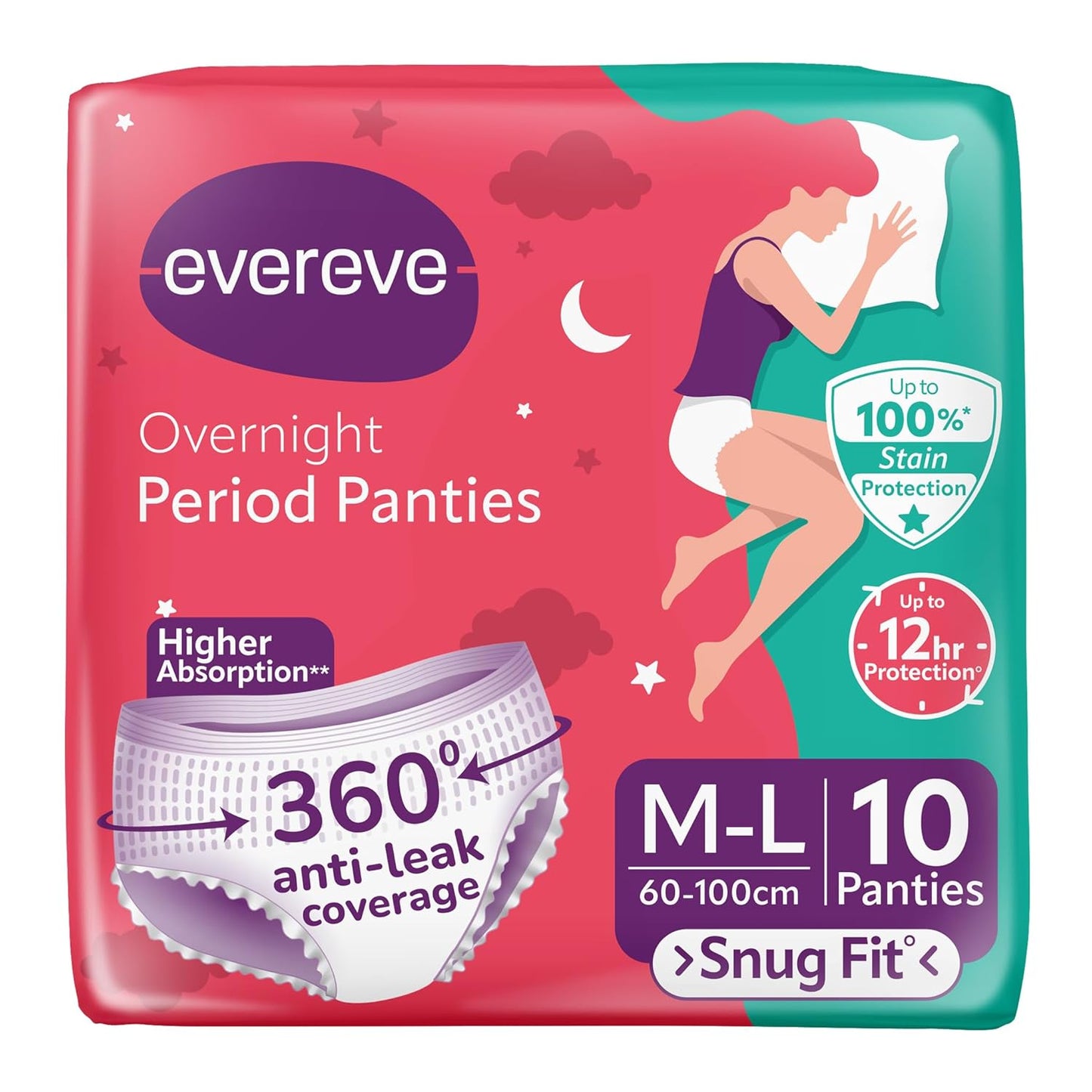 Evereve Period Panty For Girls & Women, (M-L), 10 Pcs