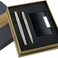 Parker Galaxy Gold Trim Ball Pen with Free Card Holder (Stainless Steel)