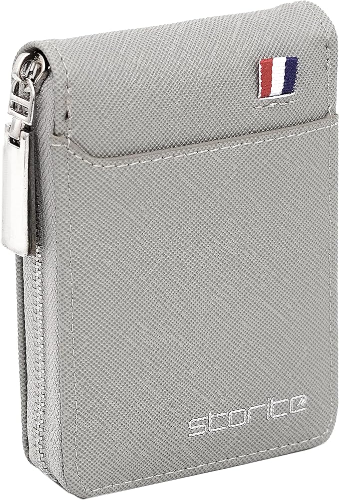 Storite Grey Leather Unisex Card Holder