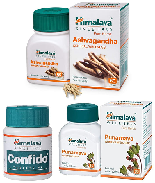 Himalaya Ashvagandha Tablets, Confido Tablets, Punarnava Tablets Combo
