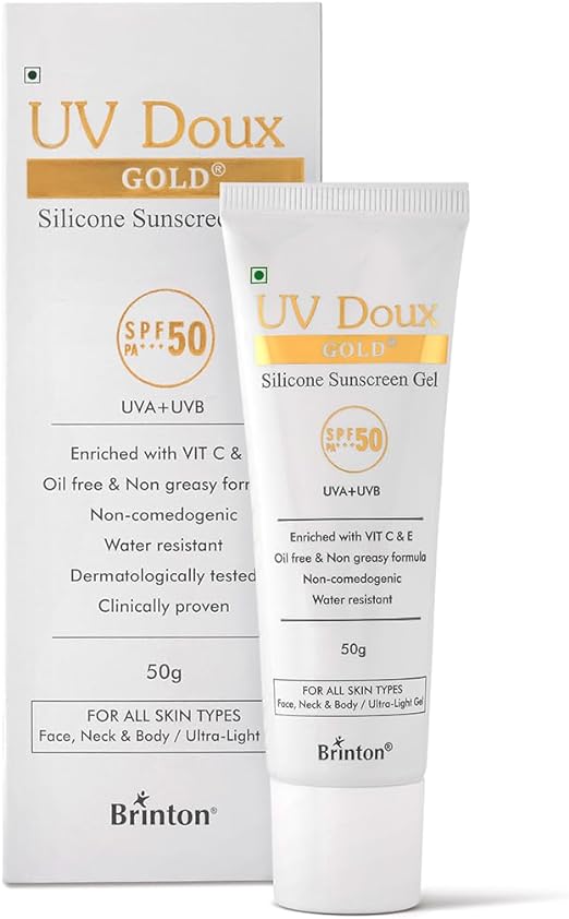 Brinton UV Doux GOLD Silicone Sunscreen Gel SPF 50 PA+++ UVA+UVB 50gm