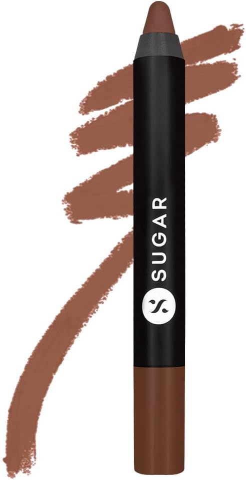 SUGAR Cosmetics Matte As Hell Crayon Lipstick 16 Claire Underwood (Burnt Orange) With Free Sharpener, 2.8 gms