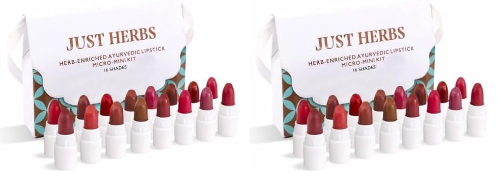 Just Herbs Ayurvedic Creamy Matte Micro Mini Lipstick Kit Lip Hydrating & Moisturizing, (Pack of 32)
