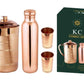 KC Copper Water Bottle and Jug Combo Set - 1000 ml Bottle, 2000 ml Jug, 2 Glasses - Brown