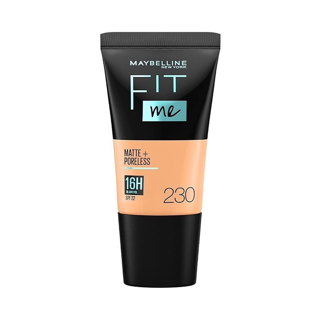 Maybelline New York Liquid Foundation, Matte & Poreless, Normal to Oily Skin, Fit Me, 230 Natural Buff, 18 ml Pack of 2