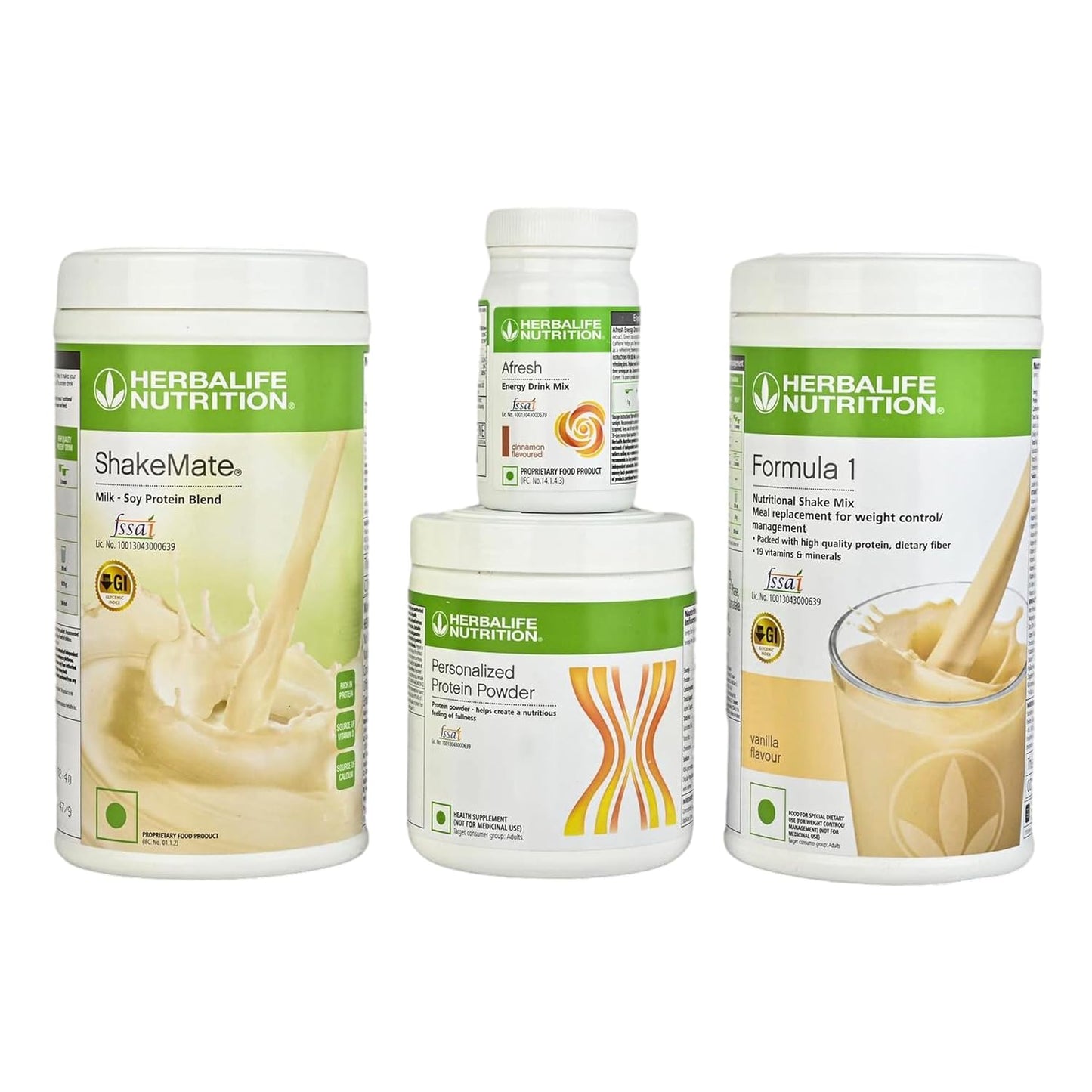Herbalife Nutrition Weight Loss Combo,F1 Vanilla, Shakemate, Protein 200 gm With Afresh Cinnamon Energy Drink (Pack of 4