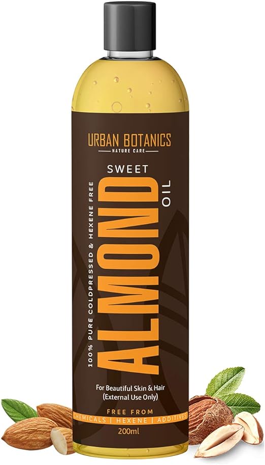 UrbanBotanics® Pure Cold Pressed Sweet Almond Oil for Hair and Skin - 200ml