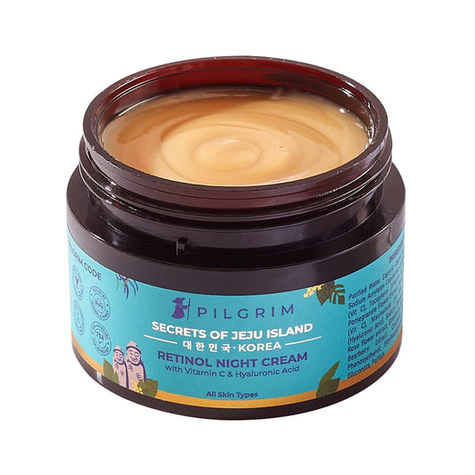 PILGRIM Korean Retinol Anti Aging Night Cream with Hyaluronic Acid & Vitamin C | Anti Aging Cream for Oily & Dry Skin | For Men & Women 50gm + White Lotus Day Cream 100gm