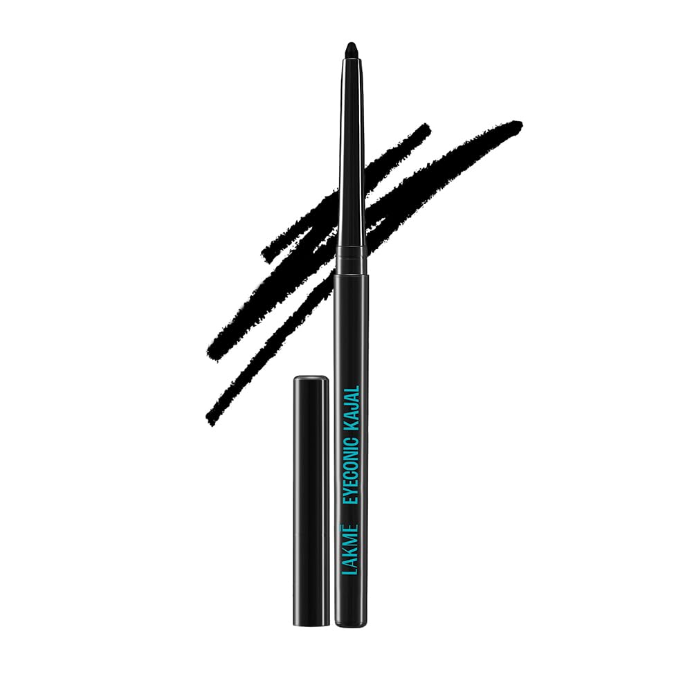 Lakme 9 to 5 Eyeconic Kajal, Matte Waterproof Kohl, Smudgeproof Kajal Pencil , Black, 0.35 gm  Pack of 2