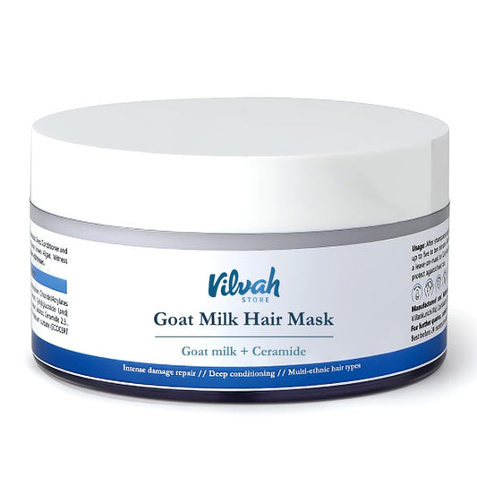 vilvah STORE Goat Milk Hair Mask | Deep Nourishing | Fresh Hair Mask Provides Damaged Deep Conditioning & Strength | Curl Or Styling Cream | Powered With Goat Milk | For Women & Men | 200 Gm