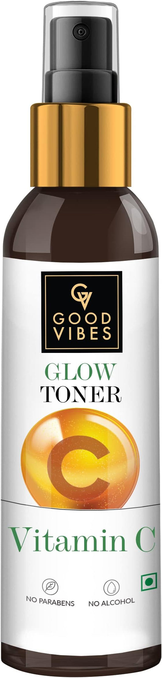 Good Vibes Vitamin C Glow Toner - Goodness of Orange & Kakadu Plum - Lightweight Dewy Texture - Prevents Uneven Skin Tone, Fades Dark Spots - For All Skin Types - Parabens & Sulphates Free - 120 ml