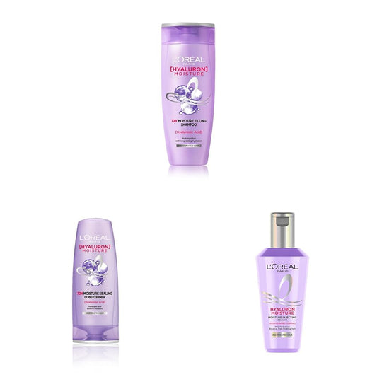 Loreal Paris Hyaluron 72HR Moisture Filling Shampoo 340 ml, Conditioner 180 ml, Hair Serum 40 ml