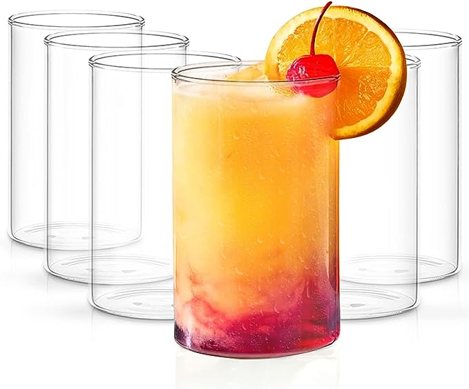 Borosil Vision Transparent Water Glass/Cold Drink Tumbler/ Beer Glass Set of 6 Pcs (295 ml each) Flame Proof Glasses, Microwave & Dishwasher Safe