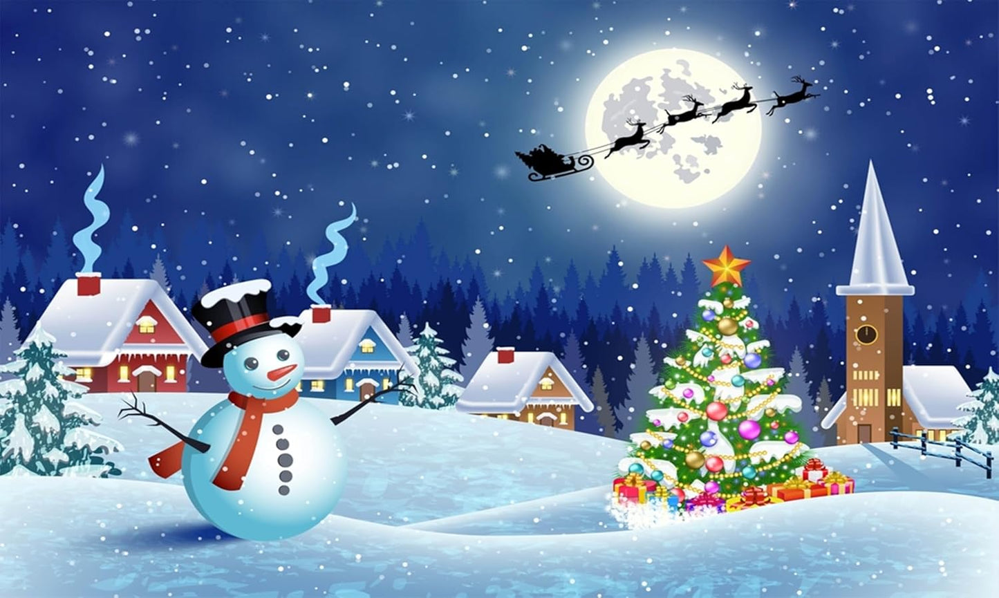 Christmas Landscape with Christmas Tree and Snowman Photoshoot  Size 5Feet Height & 8Feet Width