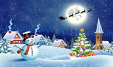 Christmas Landscape with Christmas Tree and Snowman Photoshoot  Size 5Feet Height & 8Feet Width