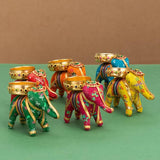 JH Gallery Handcrafted Elephant Tealight Candle Holder/Diwali Diya for Home Decor/Diwali Decoration (Pack of 6)