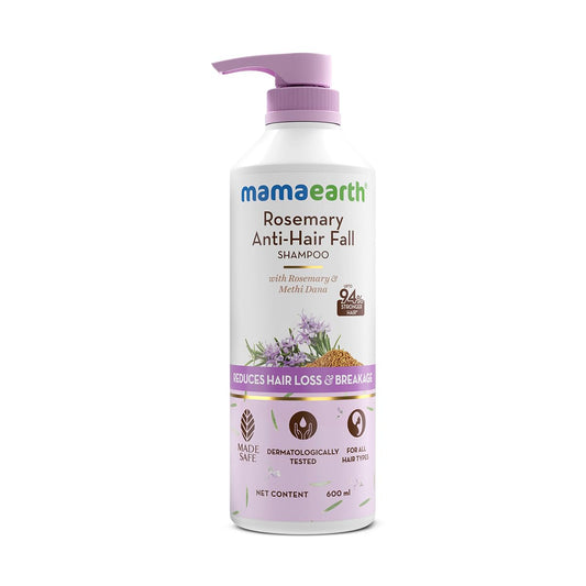 Mamaearth Rosemary Anti-Hair Fall Shampoo With Rosemary & Methi Dana For Reducing Hair Loss & Breakage,Gives Up To 94% Stronger Hair,Up To 93% Less Hair Fall  |For Unisex,600 Ml