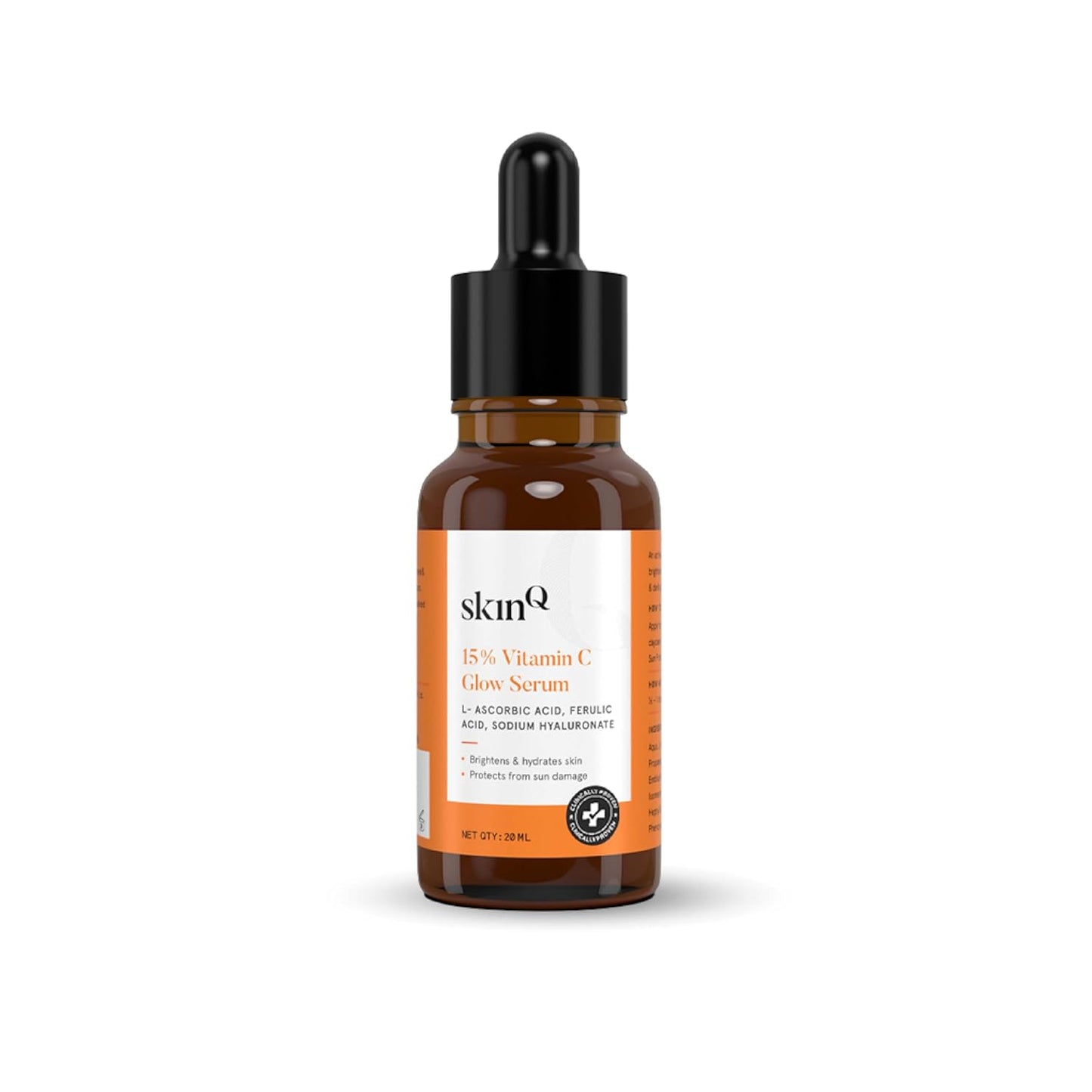 SkinQ 15% Vit C Face Serum for Glowing & Brightening Skin, Helps reduce Pigmentation, Patches, Dark Spots & Tan, 20 ml