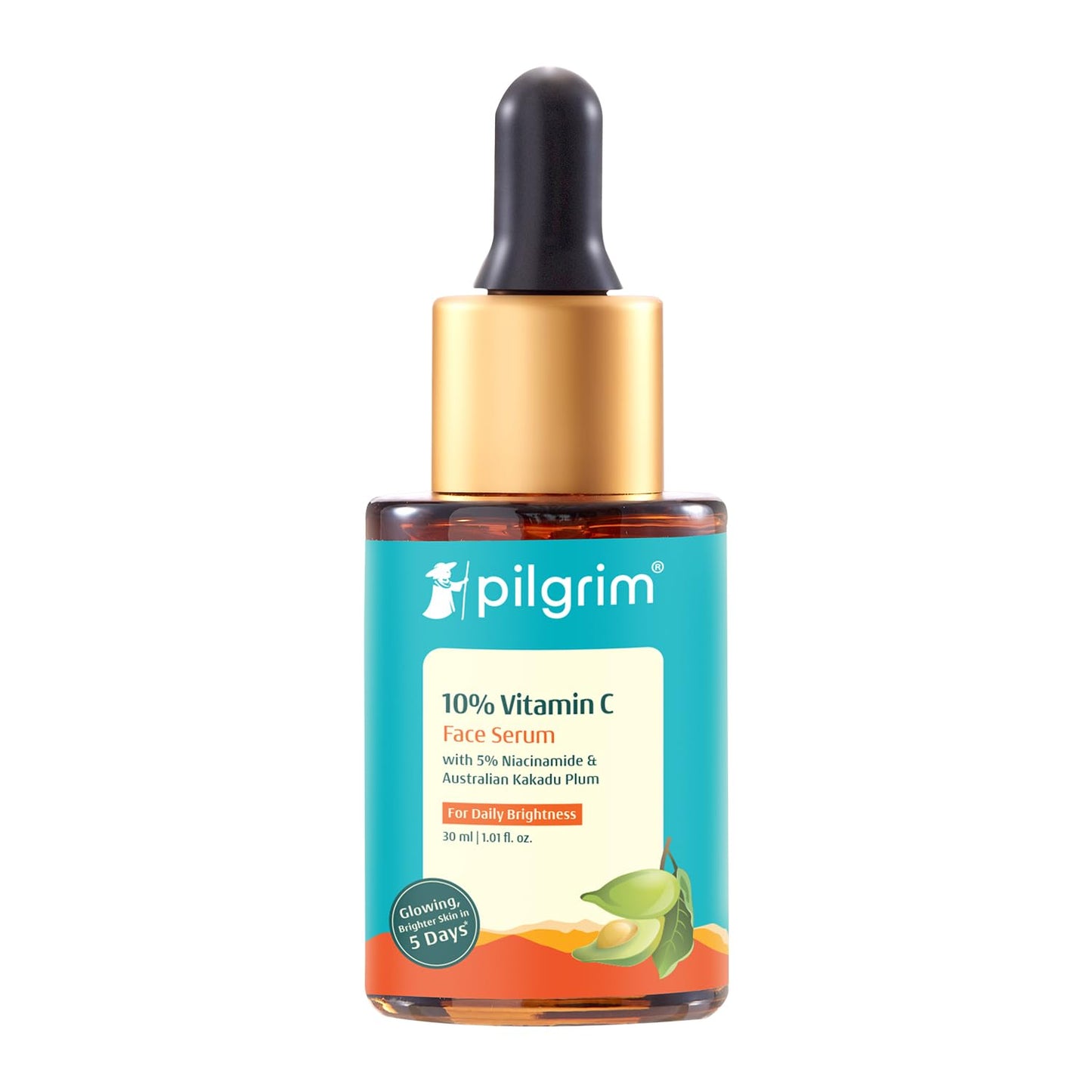 Pilgrim 10% Vitamin C Serum for Glowing Skin, With 5% Niacinamide, Hyaluronic & Glycolic Acid, 30 ml
