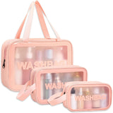 Wash Bag Pouch for Travel Kit Set of 3 (Pink)