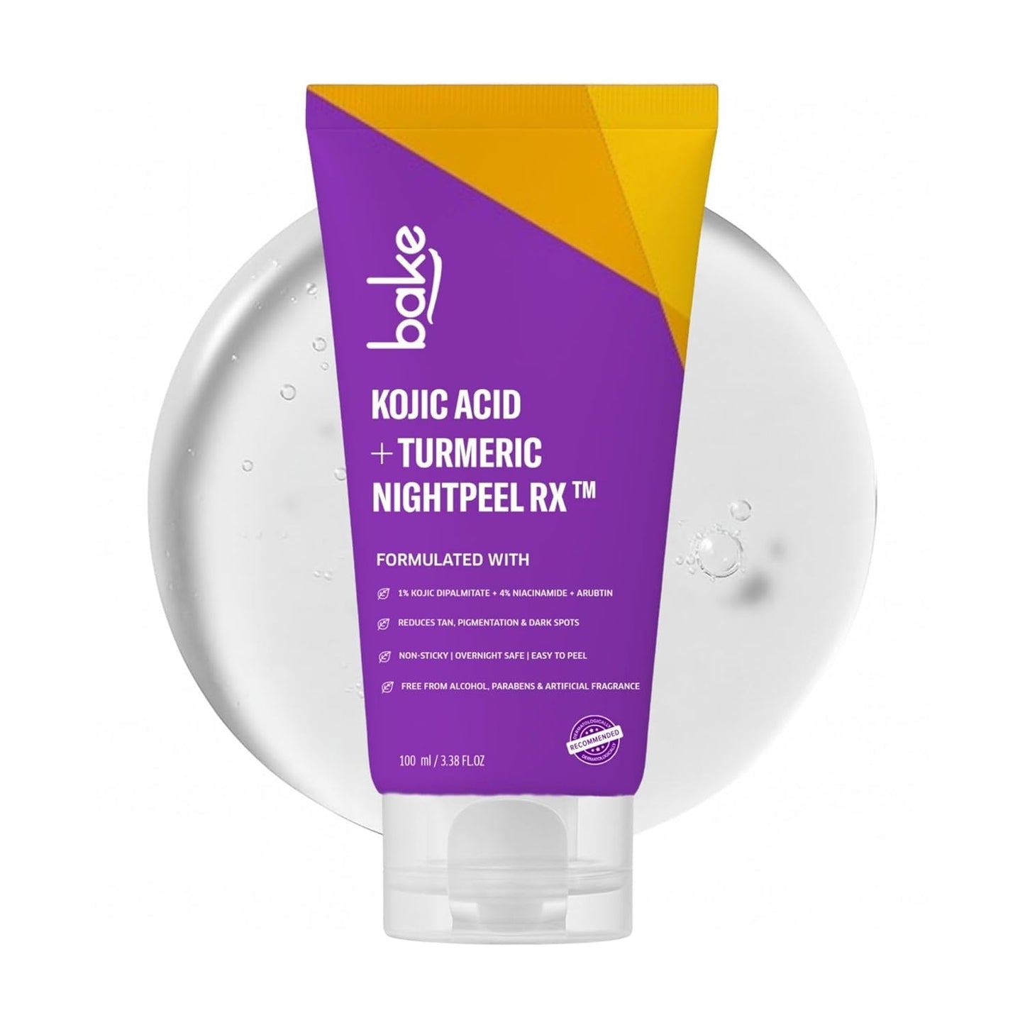Bake 1% Kojic Acid Night Peel Off Mask with Niacinamide & Turmeric, 100 gm