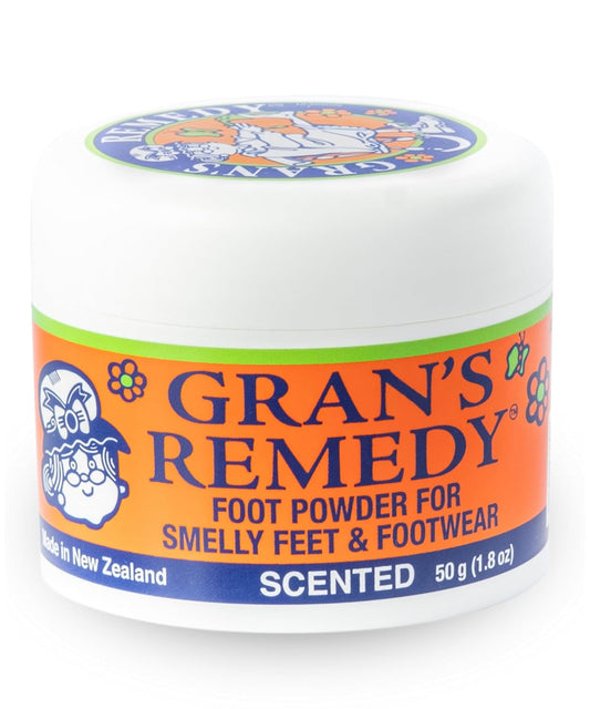GRAN'S REMEDY Scented Foot Powder, Natural Shoe Deodorizer and Foot Odor Eliminator Powder for Men, Women, and Kids, Absorb Sweat and Moisture, Neutralize Smelly Odors, 50g