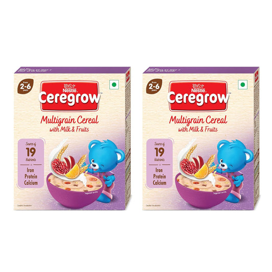 Nestle Ceregrow Multigrain Milk & Fruits Cereal, With Iron, Protein, Calcium, 19 Nutrients, 300 gm Each