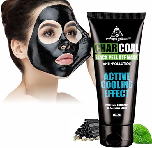 UrbanGabru Charcoal Peel Off Mask for Men & Women | Removes Blackheads and Whiteheads | Active Cooling Effect | Deep Skin Purifying Cleansing - 120g