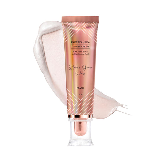 FACES CANADA Strobe Cream - Peach, 30ml | Primer + Highlighter + Moisturizer | Intense Hydration