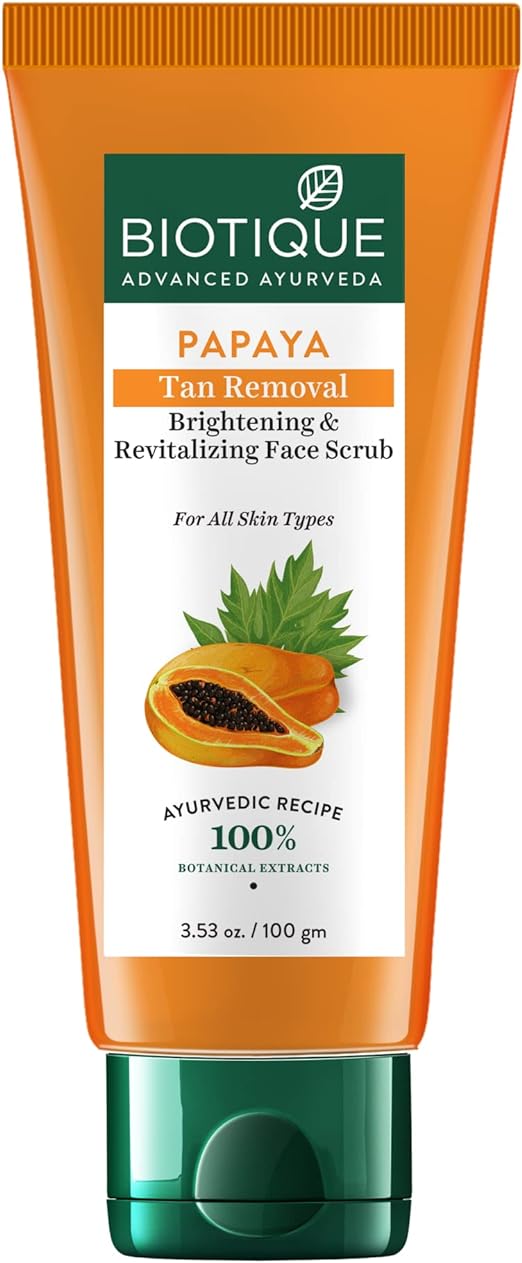 Biotique Bio Papaya Revitalizing Tan Removal Scrub, 100g, multi