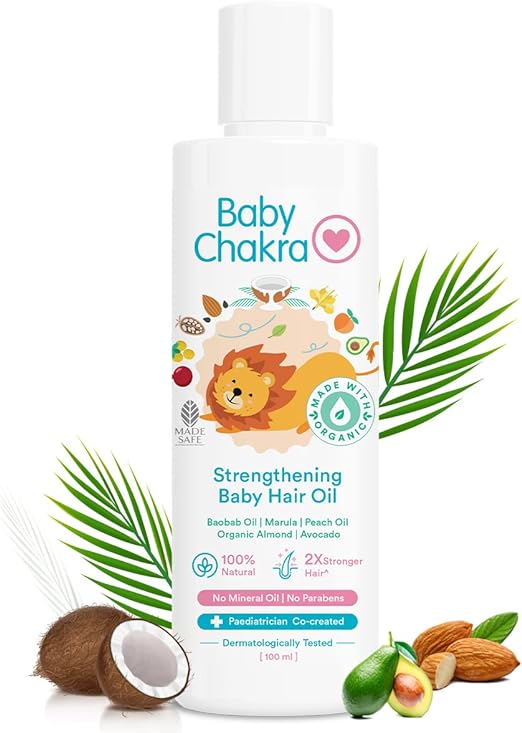 BabyChakra Strengthening Baby Hair Oil 100 ml with Baobab Oil & Marula Oil | 2X Stronger Hair Growth | No Mineral Oil & No Paraben