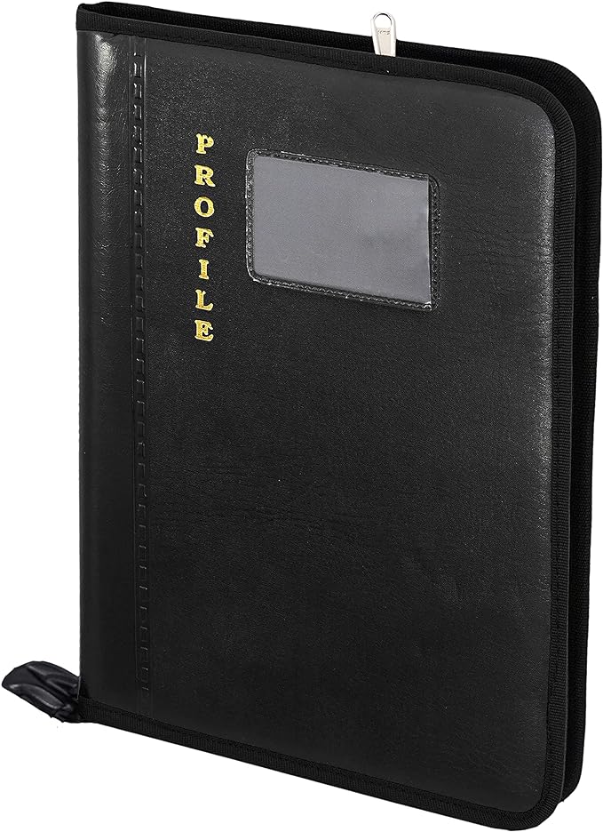 Storite PU Leather Multipurpose Professional File Folders for Certificates,Executive File Legal Size Documents Holder with 20 Leafs (Black)