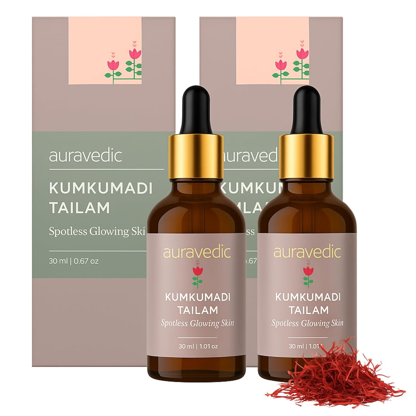 Auravedic Kumkumadi Tailam For Face For Glowing Skin 30 ml Pack of 2