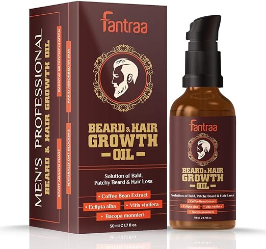 Fantraa Beard and Hair Growth Oil for Men - 50 ml - More Beard Growth with Coffee Bean Extract - 100% Natural