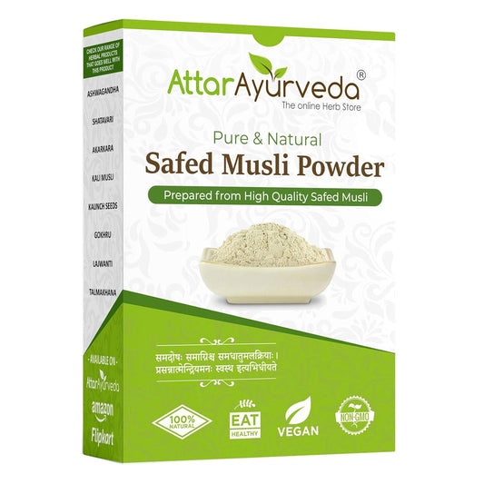 Attar Ayurveda Safed Musli Powder (100 grams) for Stamina and Energy