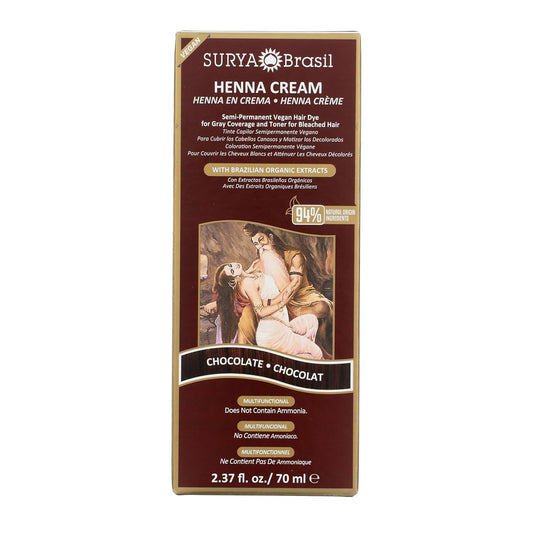 Surya Brasil Hair Color, Semi Permanent No Ammonia, Plant Extracts Henna Cream 70ml, Chocolate