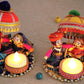 JH Gallery Recycled Material Rajasthani Raja Rani Puppet, Dolls Decorative Tealight Candle Holder, Diwali Decoration Items for Home Décor, Tea Light Candle Holder(Pack of 2)