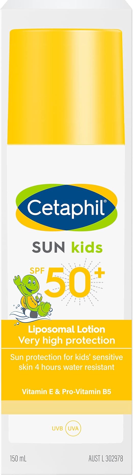 Cetaphil Sun Kids Liposomal Lotion SPF 50+, Face & Body Moisturizer sunscreen for Sensitive Skin, Very High Protection and Water Resistent, Unscented, 150ml