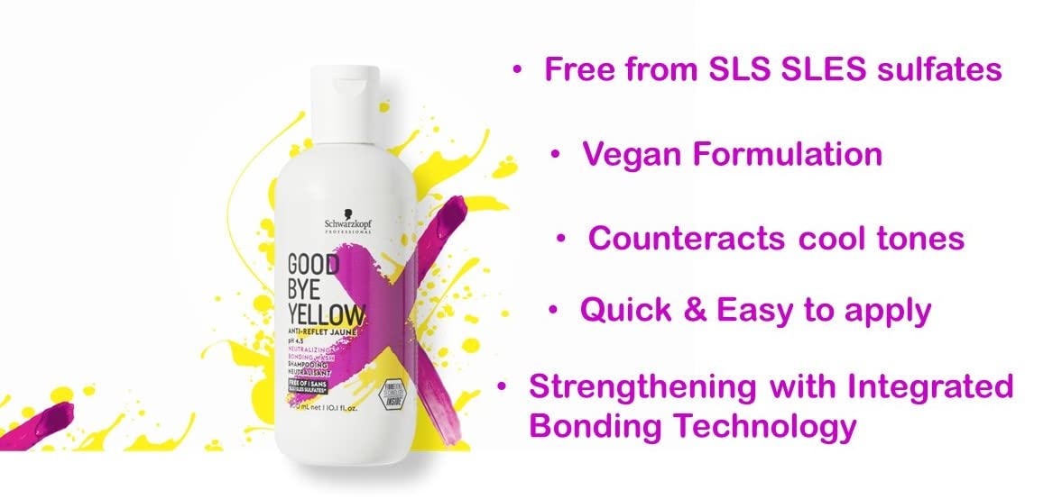 GoodBye Yellow Schwarzkopf Professional Yellow Neutralising & Anti-Yellow Sulfate Free Purple Shampoo 300 Ml