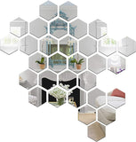 Wall1ders - Hexagon-Silver Size 10.5 x 12 cm (Pack of 31) 3D Acrylic Mirror Wall Stickers for Living Room, Hall, Bed Room & Home