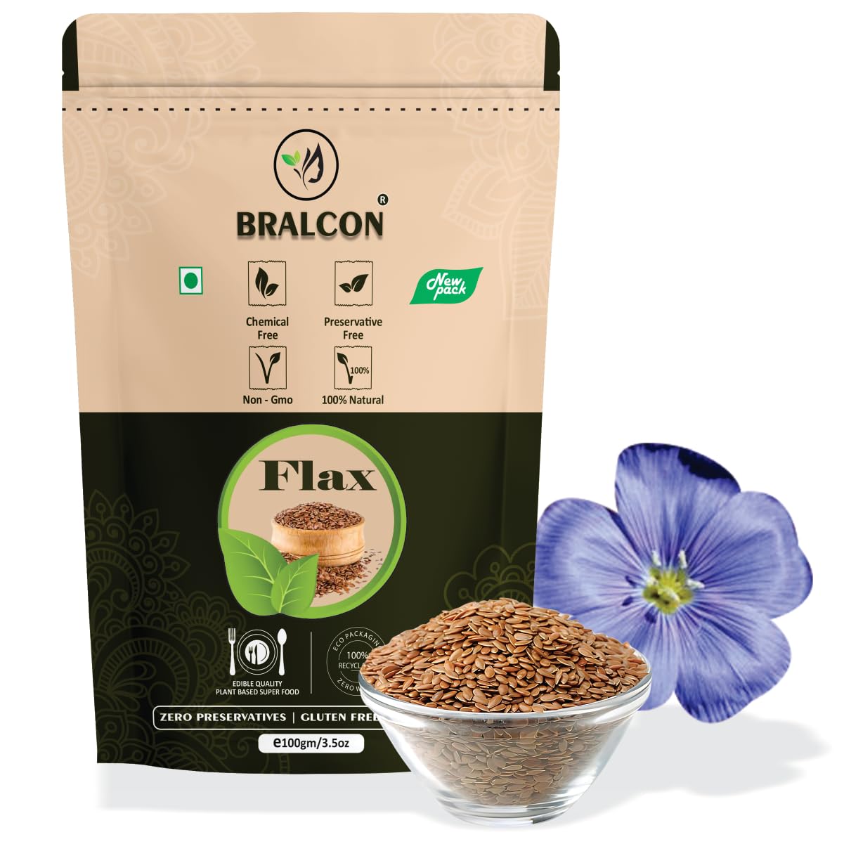 Bralcon Raw Organic Flax Seeds -100 gm