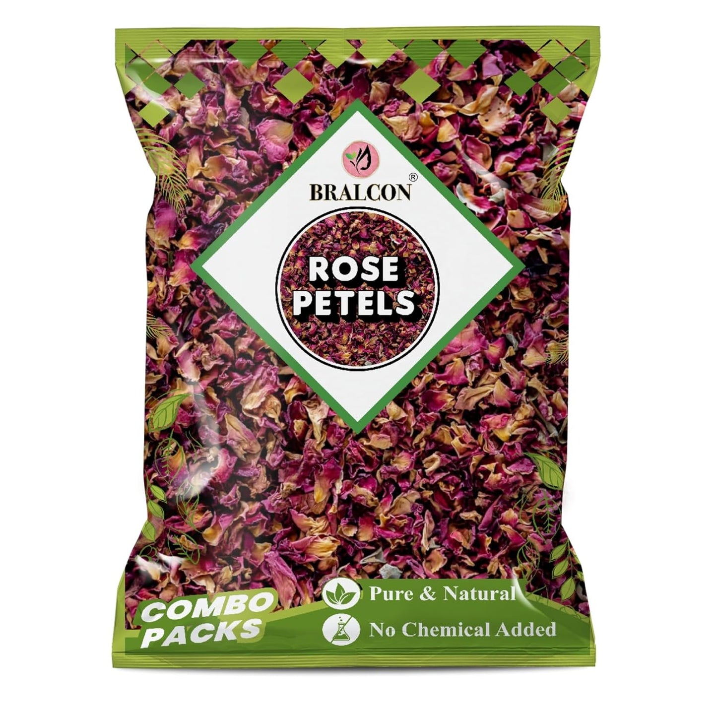Bralcon Rose Petals - 100 gm, Pure & Natural Sun dried Rose Flowers Petal